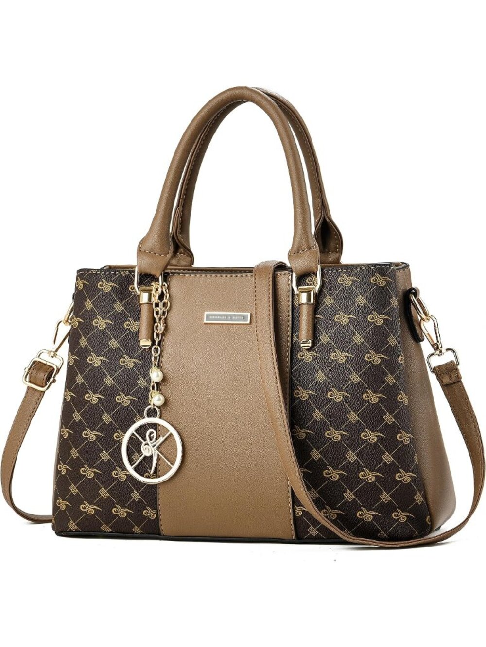 〽️Women's Khaki Top Handle Satchel Messenger Tot Shoulder Purses Trendy Handbags